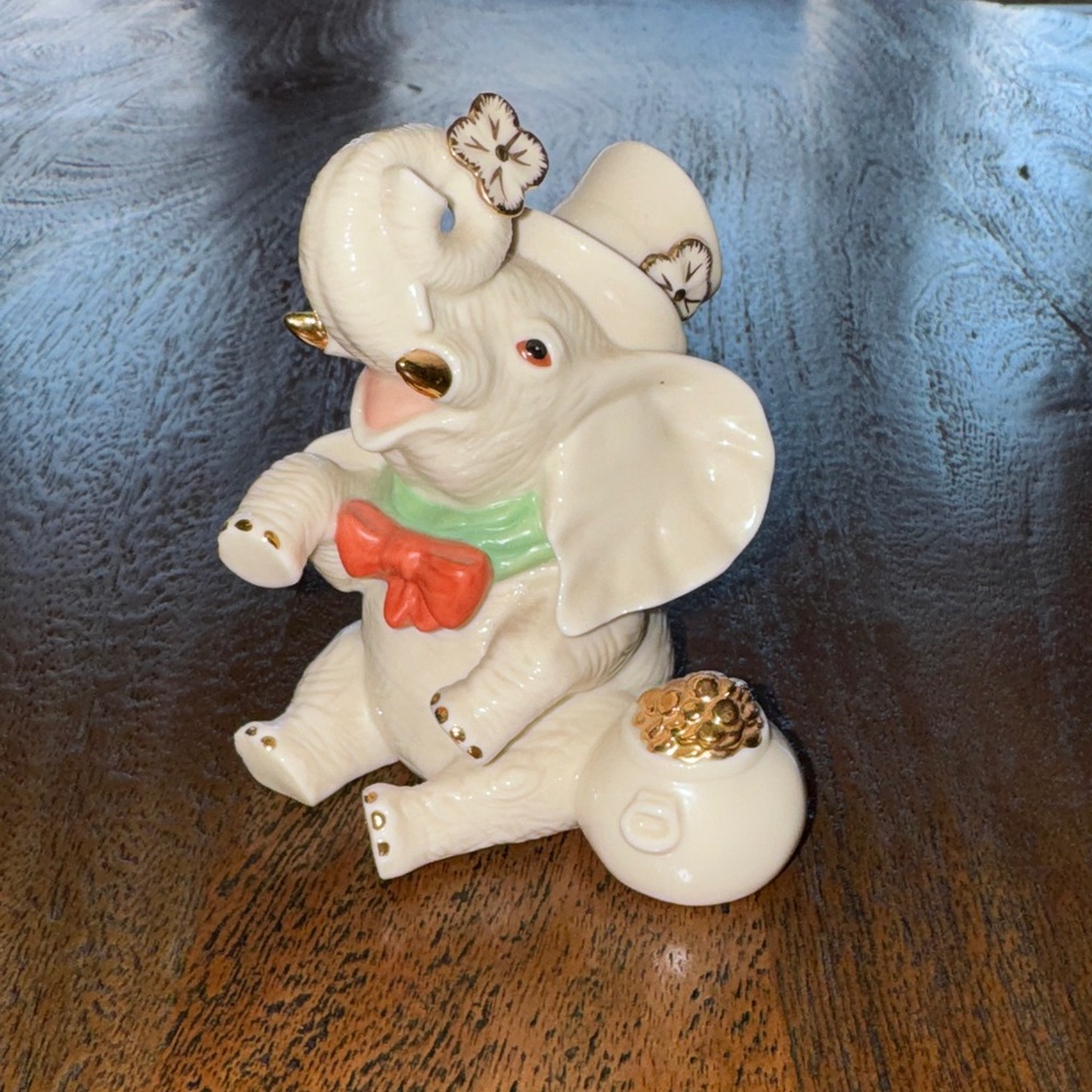 Lenox Ceramic Irish Elephant Figurine with Gold Accents